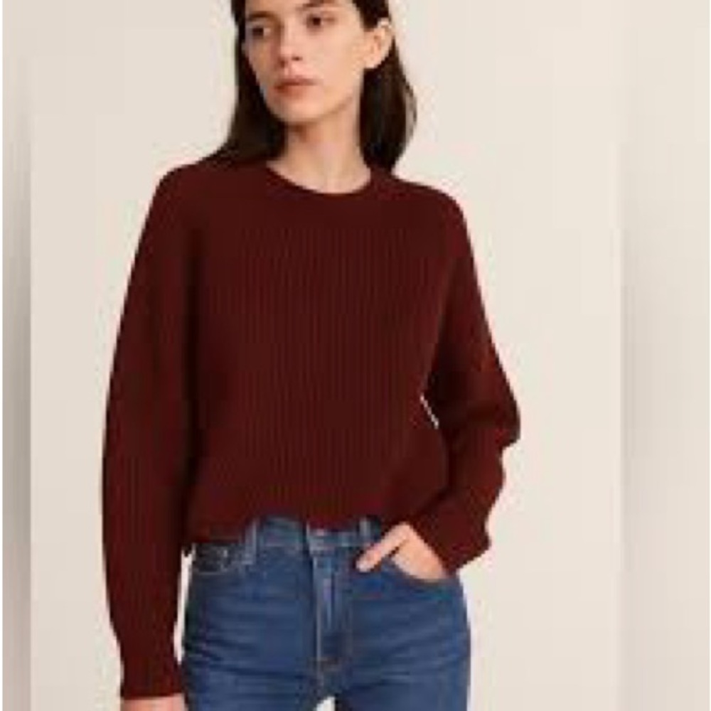 Autumn Cashmere Scalloped Shaker Sweater in Maroon Women’s XS